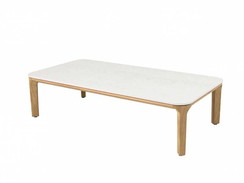 Cane-line Aspect Couchtisch, Teakholz, Tischplatte Fossil Keramik Travertin Look 120x60 cm