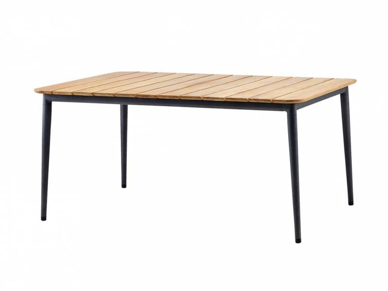 Cane-line Core Tisch 160x90 cm, lava-grau, Tischplatte Teakholz