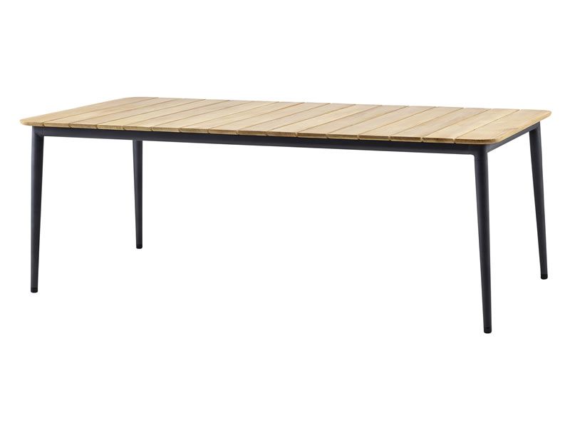 Cane-line Core Tisch 210x90 cm, lava-grau, Tischplatte Teakholz