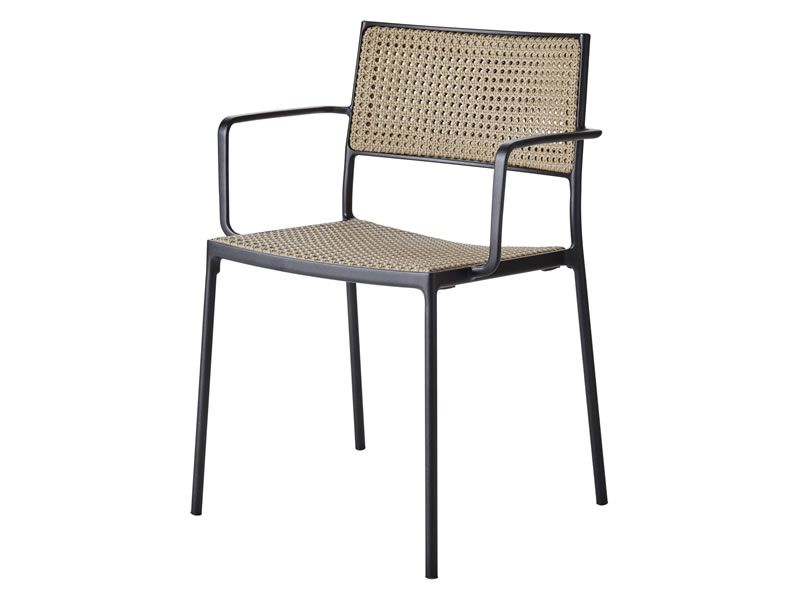 Cane-line LESS Stuhl mit Armlehne Lava-grau, stapelbar