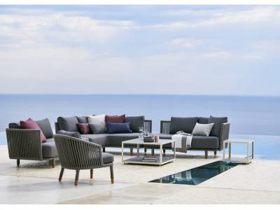 Cane-line Moments Lounge 2-Sitzer Modulsofa, links, inkl. Grey Kissensatz, Cane-line Air Touch