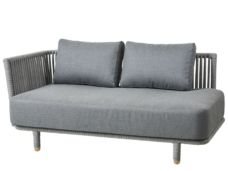 Cane-line Moments Lounge 2-Sitzer Sofa Modul, Armlehne rechts, inkl. Kissensatz Air Touch