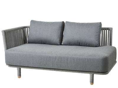 Cane-line Moments Lounge 2-Sitzer Sofa Modul, Armlehne rechts, inkl. Kissensatz Air Touch