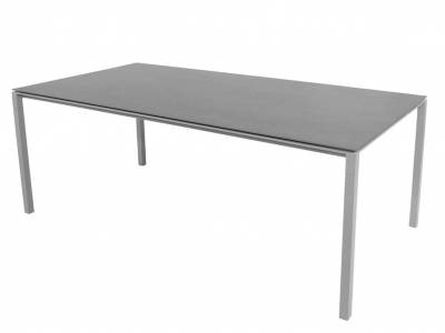 Cane-line Pure Tisch, 200 x 100 cm, Aluminium, Light Grey inklusive Keramik Tischplatte