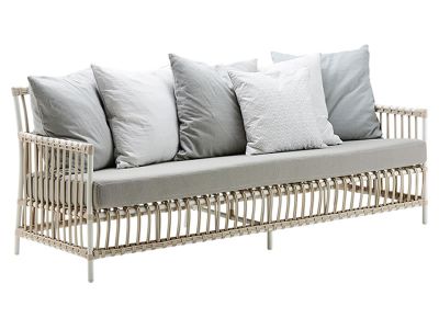 Sika Design EXTERIOR Caroline 3-Sitzer Sofa, Dove white, inkl. Sitz-und Rückenkissen,Alurattan