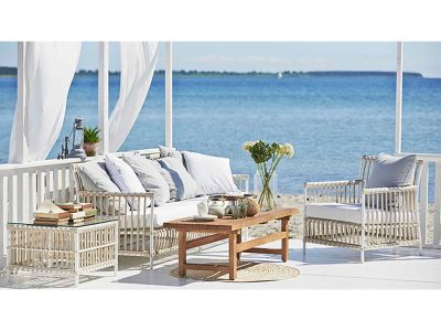 Sika Design EXTERIOR Caroline 3-Sitzer Sofa, Dove white, inkl. Sitz-und Rückenkissen,Alurattan