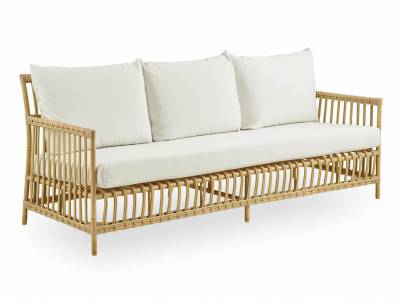 Sika Design EXTERIOR Caroline 3-Sitzer Sofa, Natur, inkl. Sitz- und Rückenkissen, Alurattan