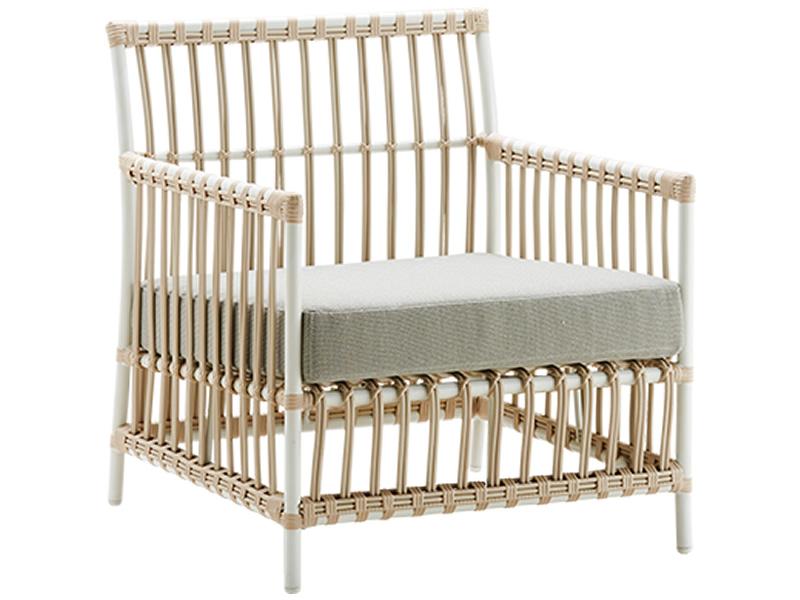 Sika Design EXTERIOR Caroline Lounge Sessel, Dove White inkl. Sitz- und Rückenkissen, Alurattan