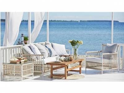 Sika Design EXTERIOR Caroline Lounge Sessel, Dove White inkl. Sitz- und Rückenkissen, Alurattan