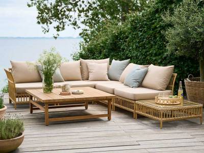 Sika Design EXTERIOR Maggie Sofa Hocker Modul, Natural inkl. Sitzkissen